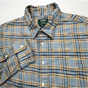 Gitman Bros Vintage Flannel Shirt Mens XL Blue Brown Plaid Made in USA